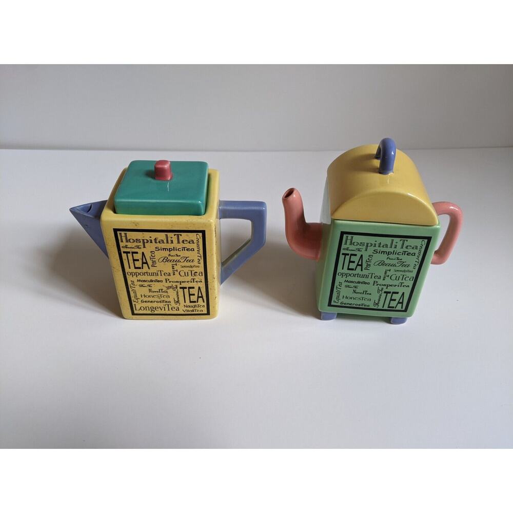 Coyne's & Company Mini Teapots Tea For 2 Hand Painted Art Deco Set Of 2 Ceramic